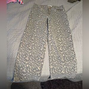 Leopard Print Wide Leg Jeans